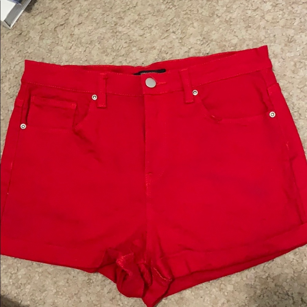 Red high rise shorts